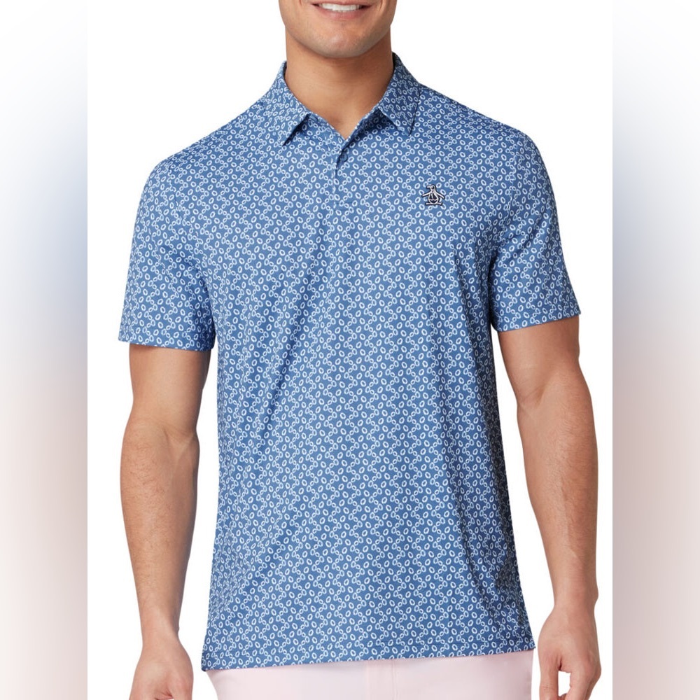 Original Penguin Golf Men’s Life Saver Polo 4XL Blue Performance Stretch